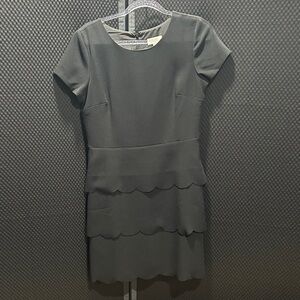 LOFT Black Scalloped Hem Mini Dress